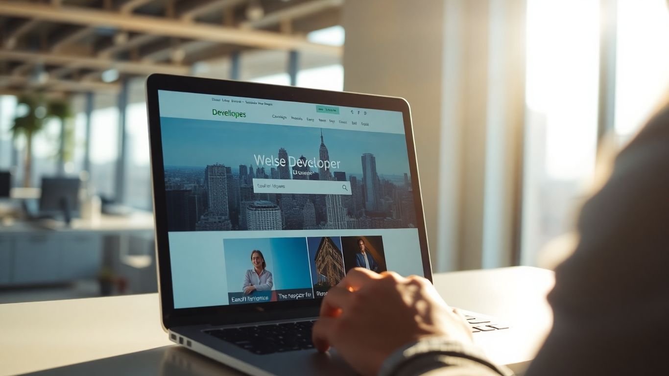 Person designing a website on a laptop.