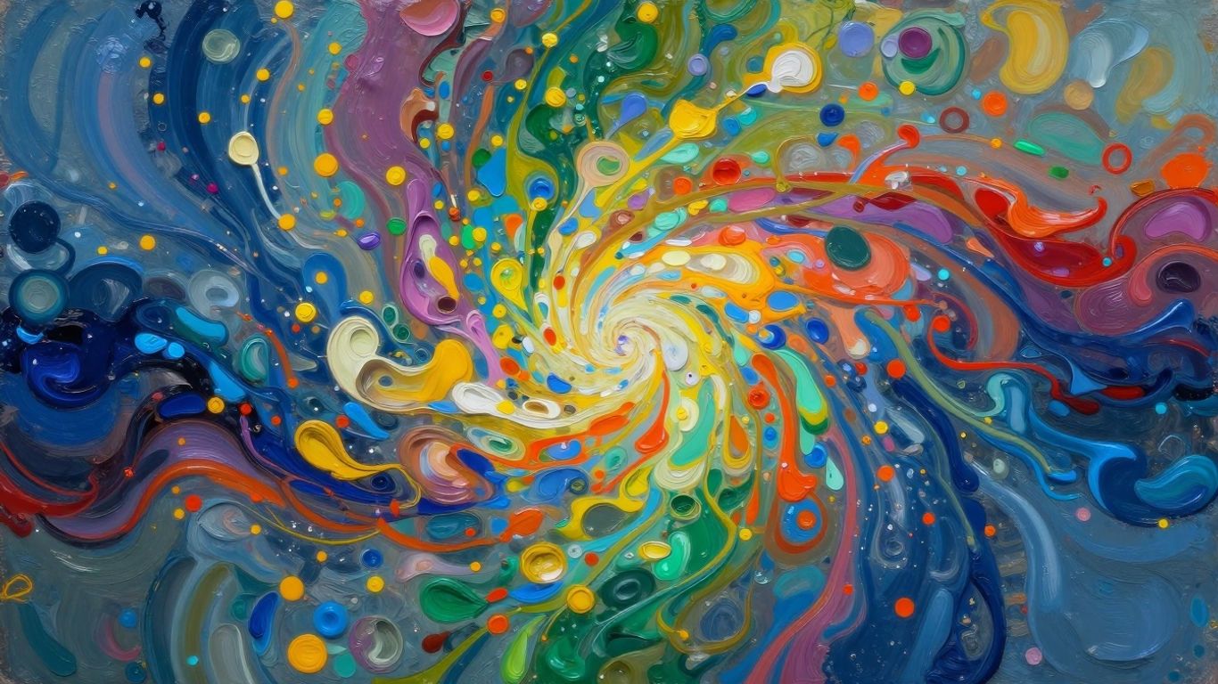 Abstract art with vibrant colors and dynamic textures.