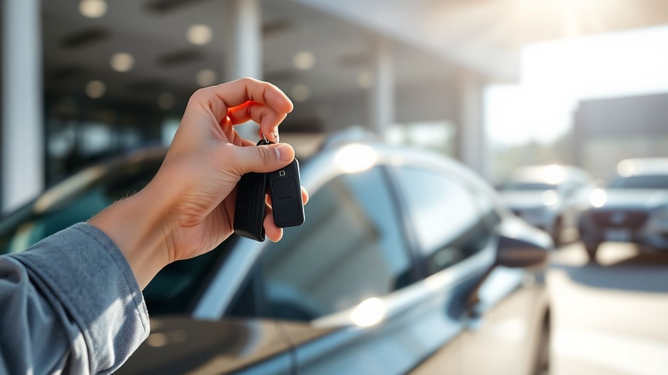New car with keys, ready for a test drive.