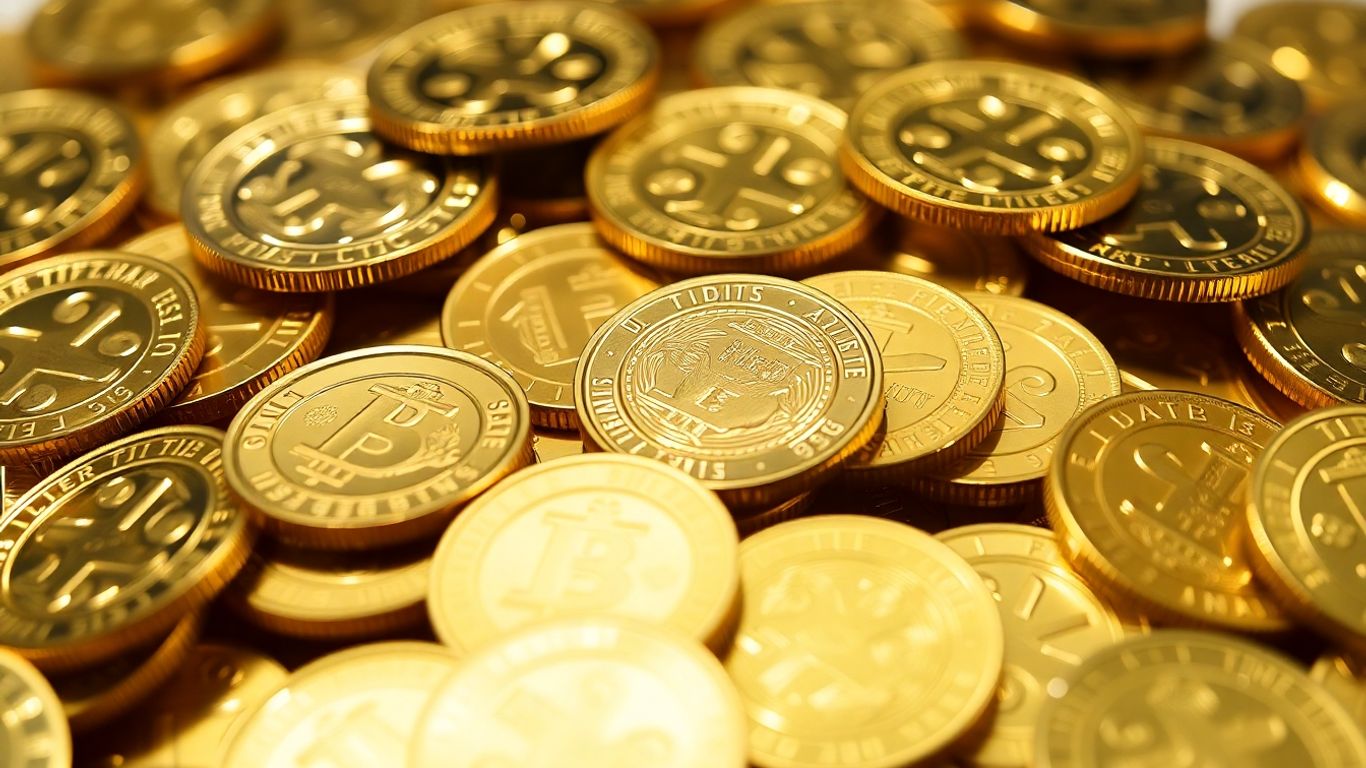 Pile of shiny gold coins