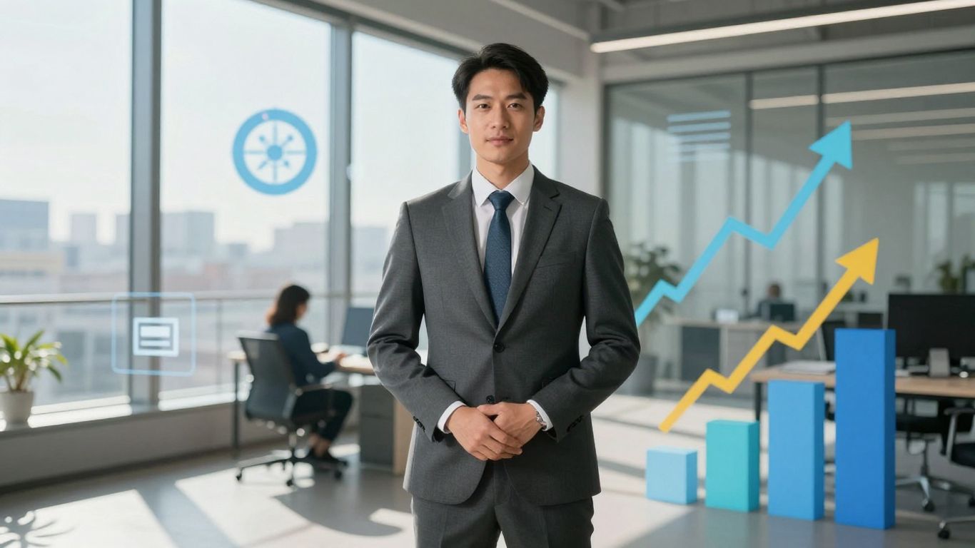 Insurance broker achieving financial success and growth.