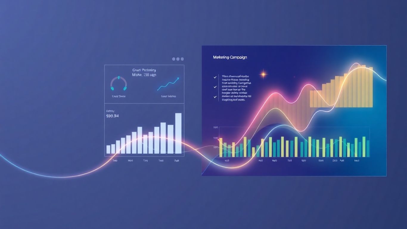 Interfaccia di marketing digitale con grafici di crescita.