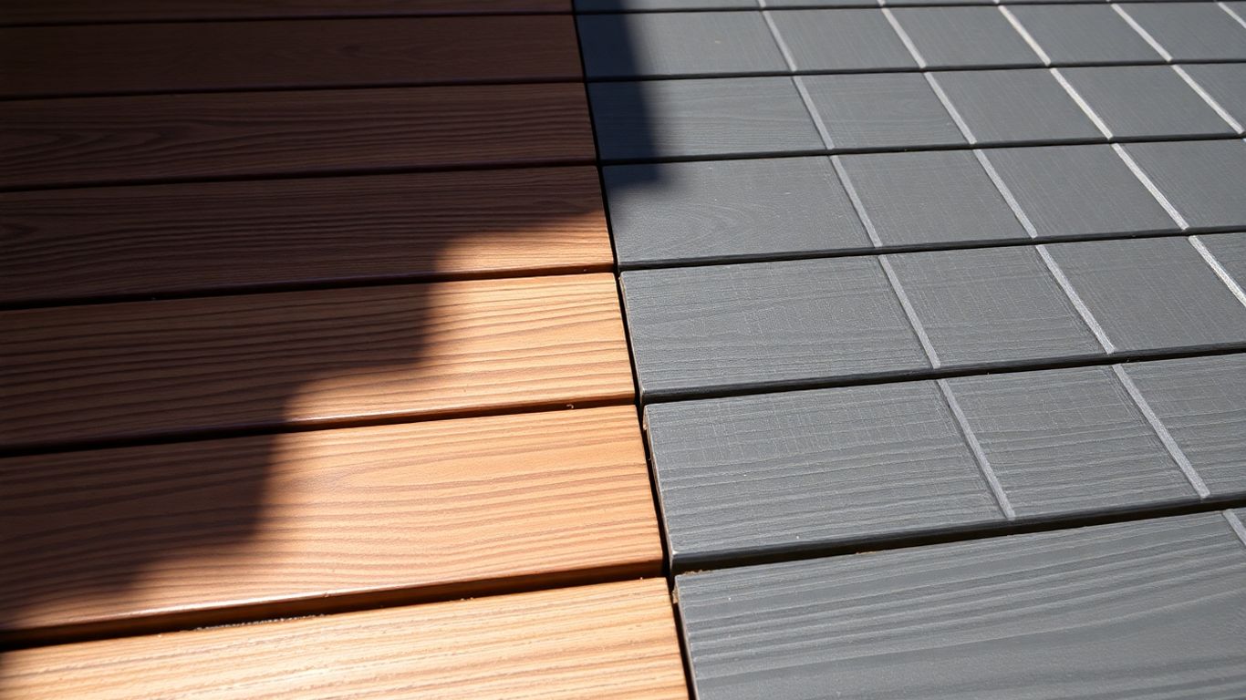 Deck wood with stain and paint finishes.