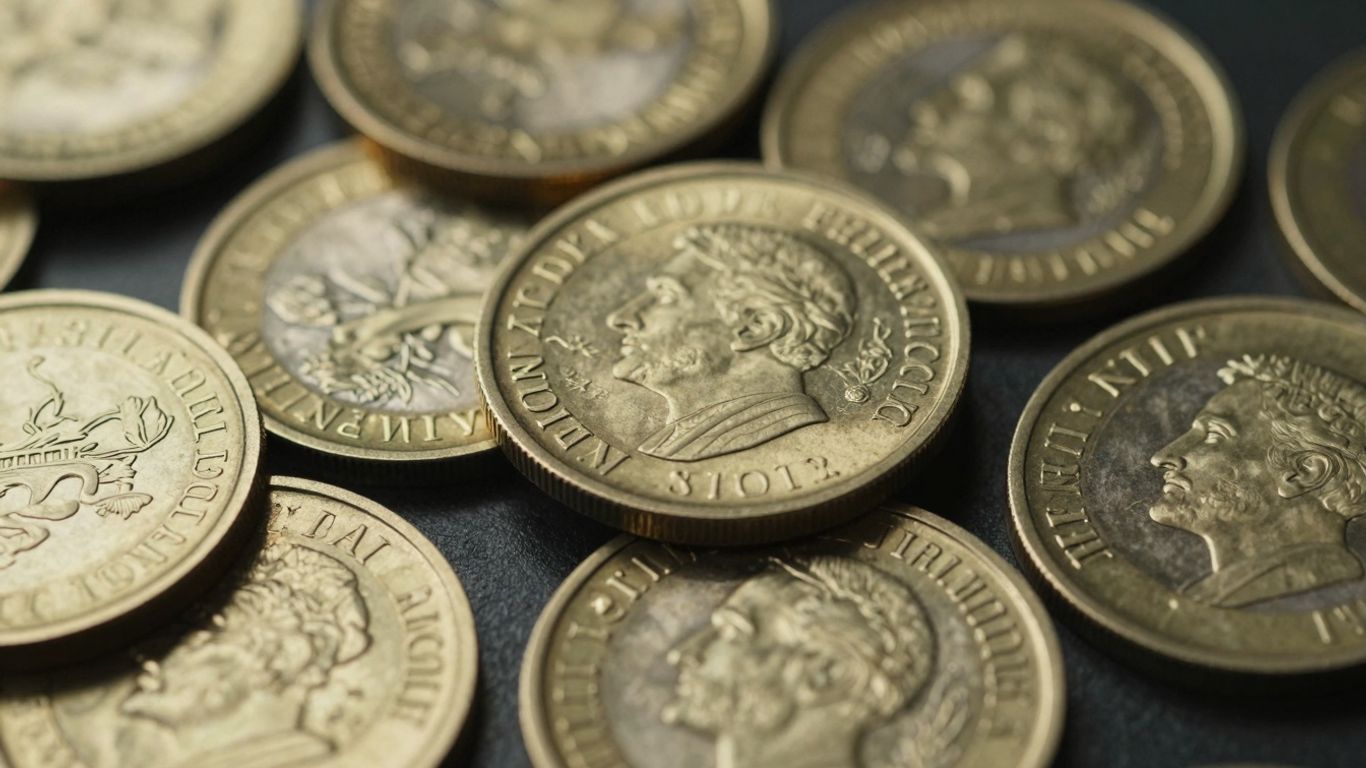 Gold Philharmonic coins stacked and gleaming.