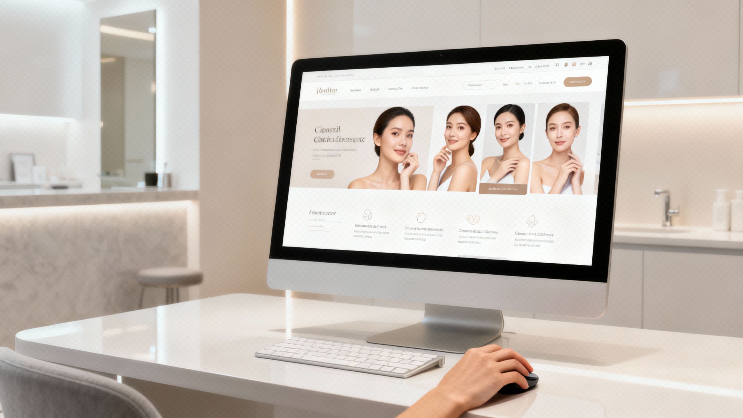 Aesthetic clinic website on a computer screen.