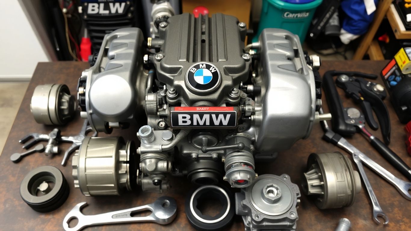 BMW engine parts and tools for restoration