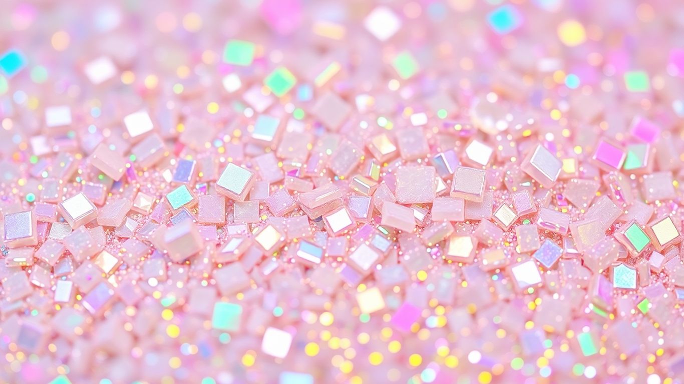 Shimmering synthetic mica pearlescent pigments with iridescent colors.