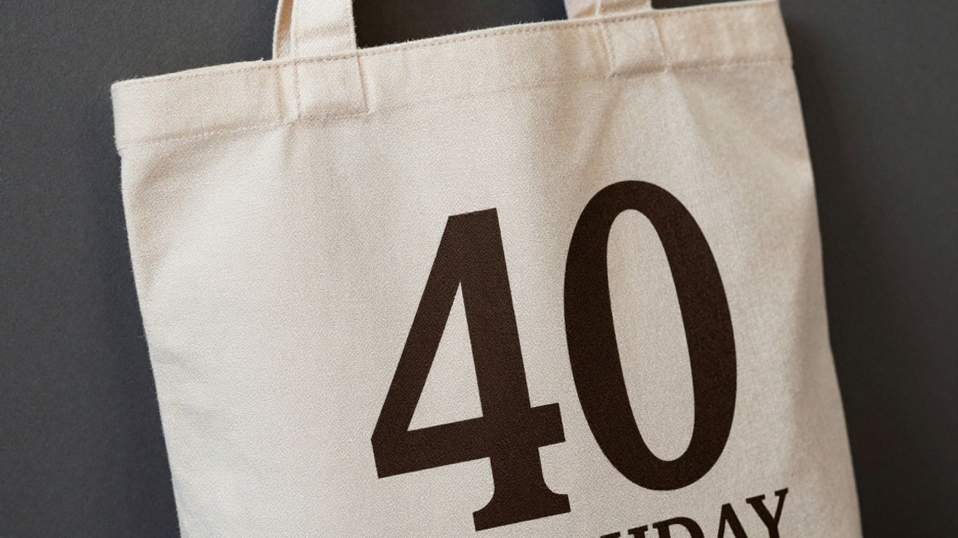 Personalized canvas bag for a 40th birthday gift.