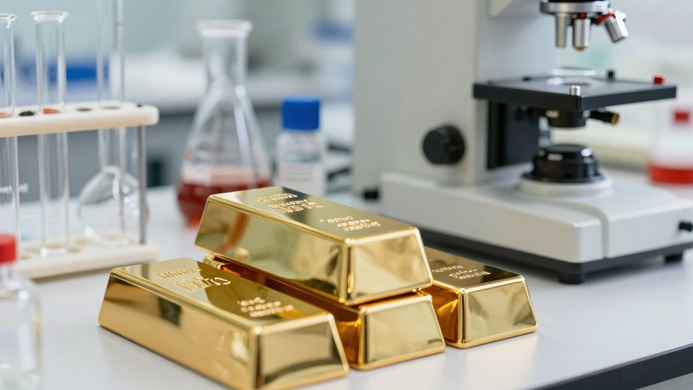 Laboratoire mesurant la pureté de l'or.