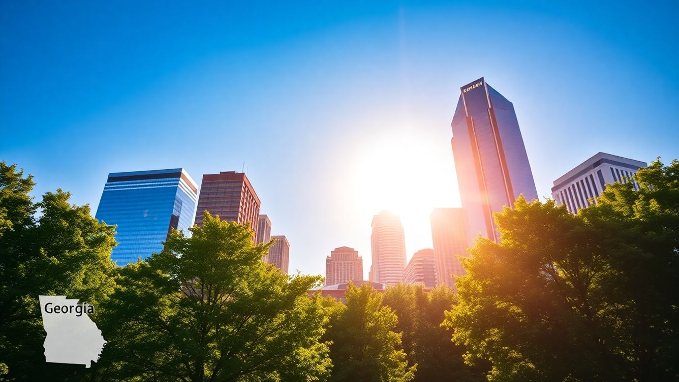 Atlanta skyline with Georgia map element.