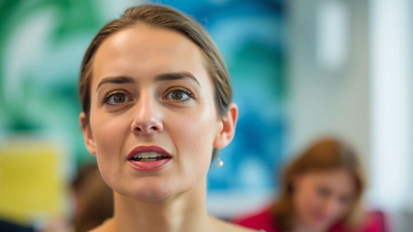 Person speaking confidently during an IELTS test.