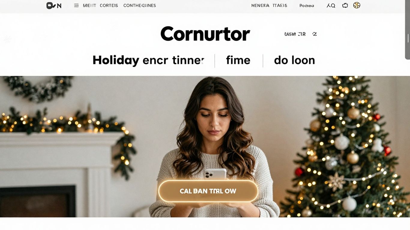 Contractor website decorated for holidays with offers.
