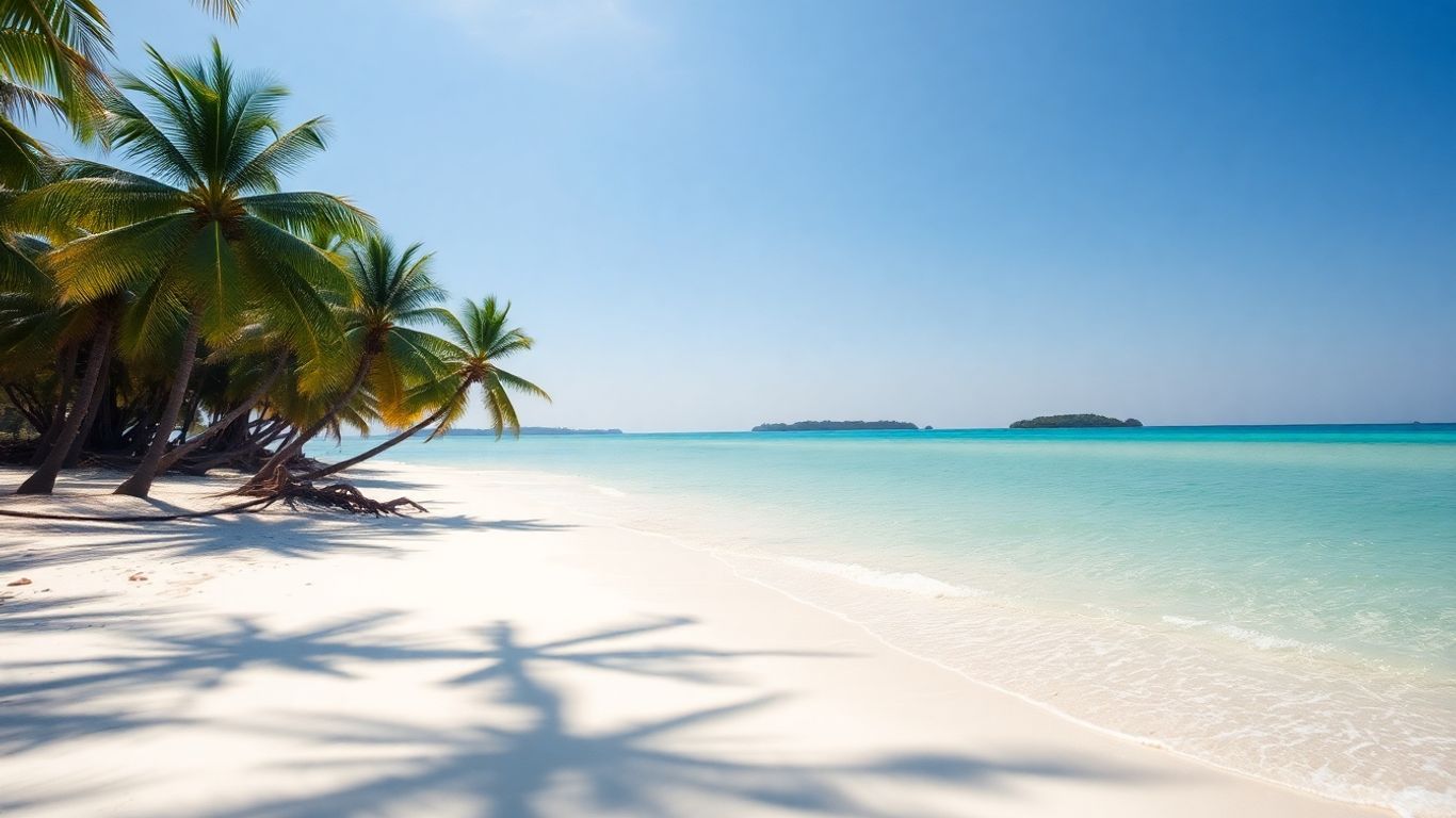 Pristine Cambodian beach with white sand and clear turquoise water.