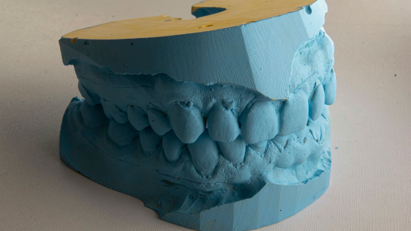 a blue and white rock