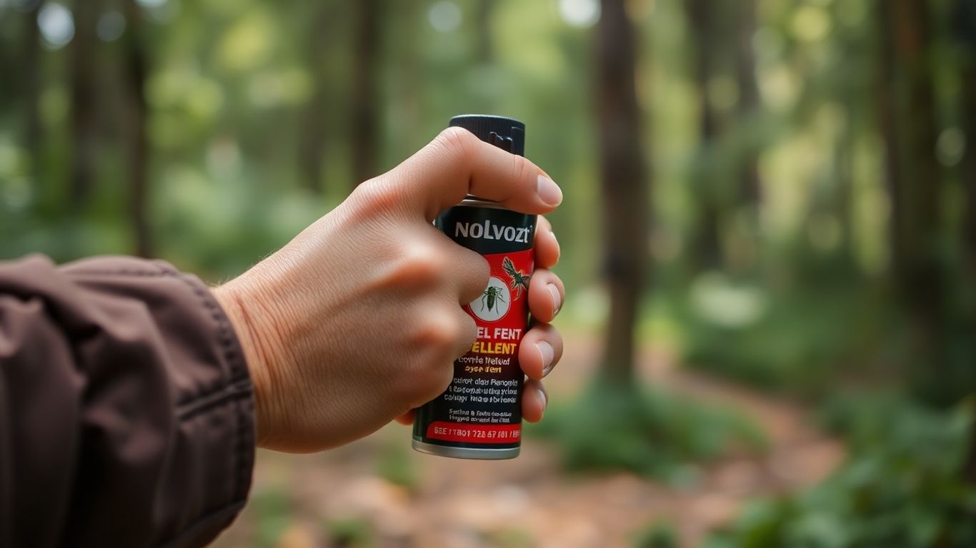 Spray na owady w ręce na tle natury