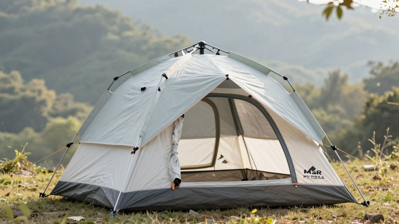 MSR Hubba Hubba NX tent pitched outdoors.