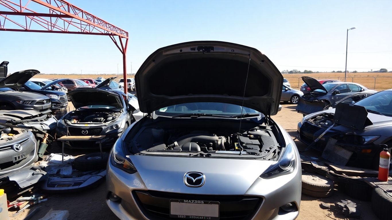Mazda car in sunny Australian wrecker yard