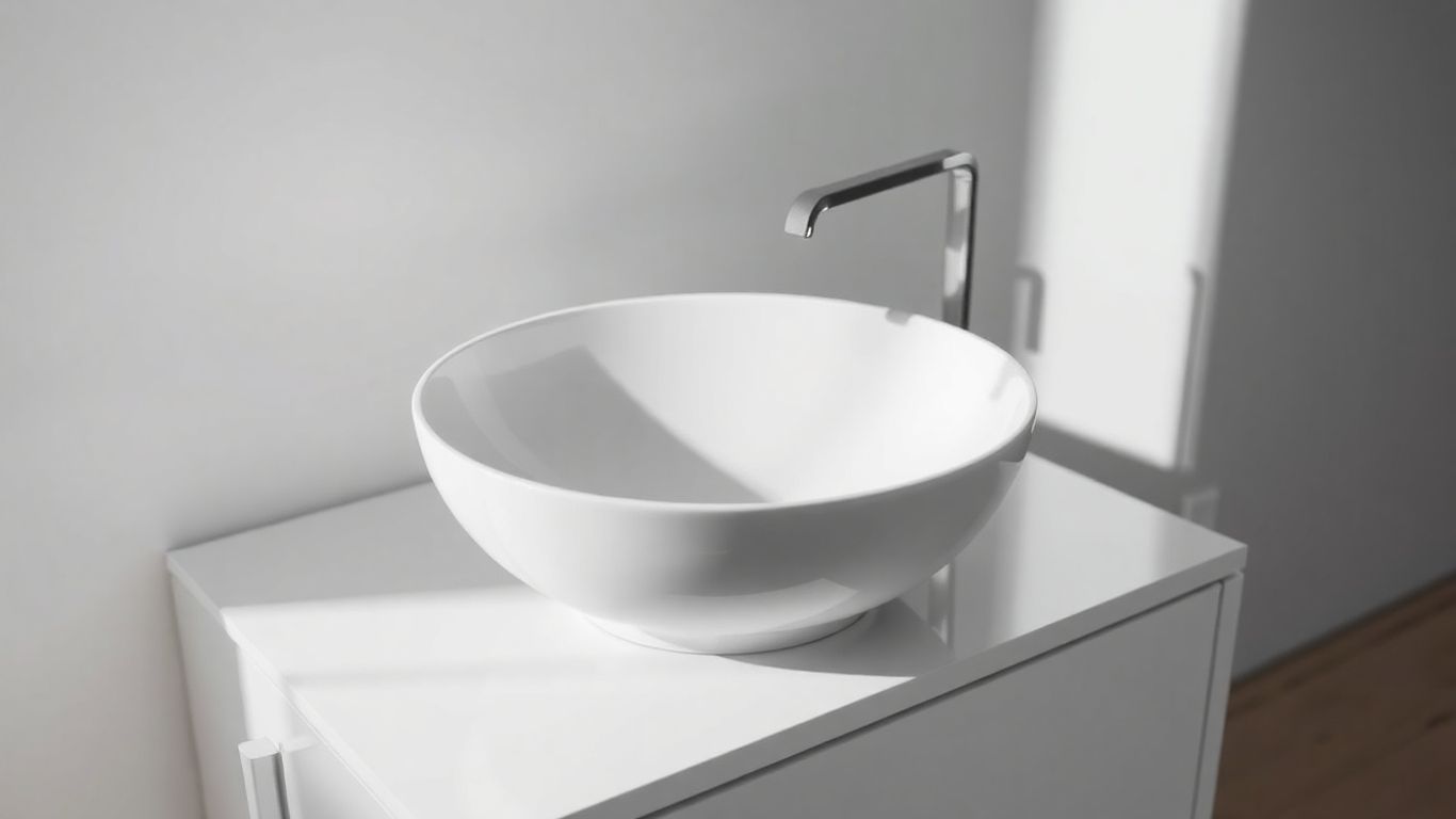 Modern countertop basin in a stylish bathroom.