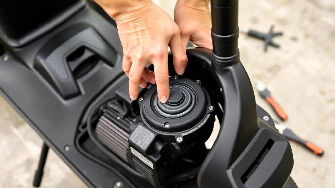 Elektroroller wird von Mechaniker repariert