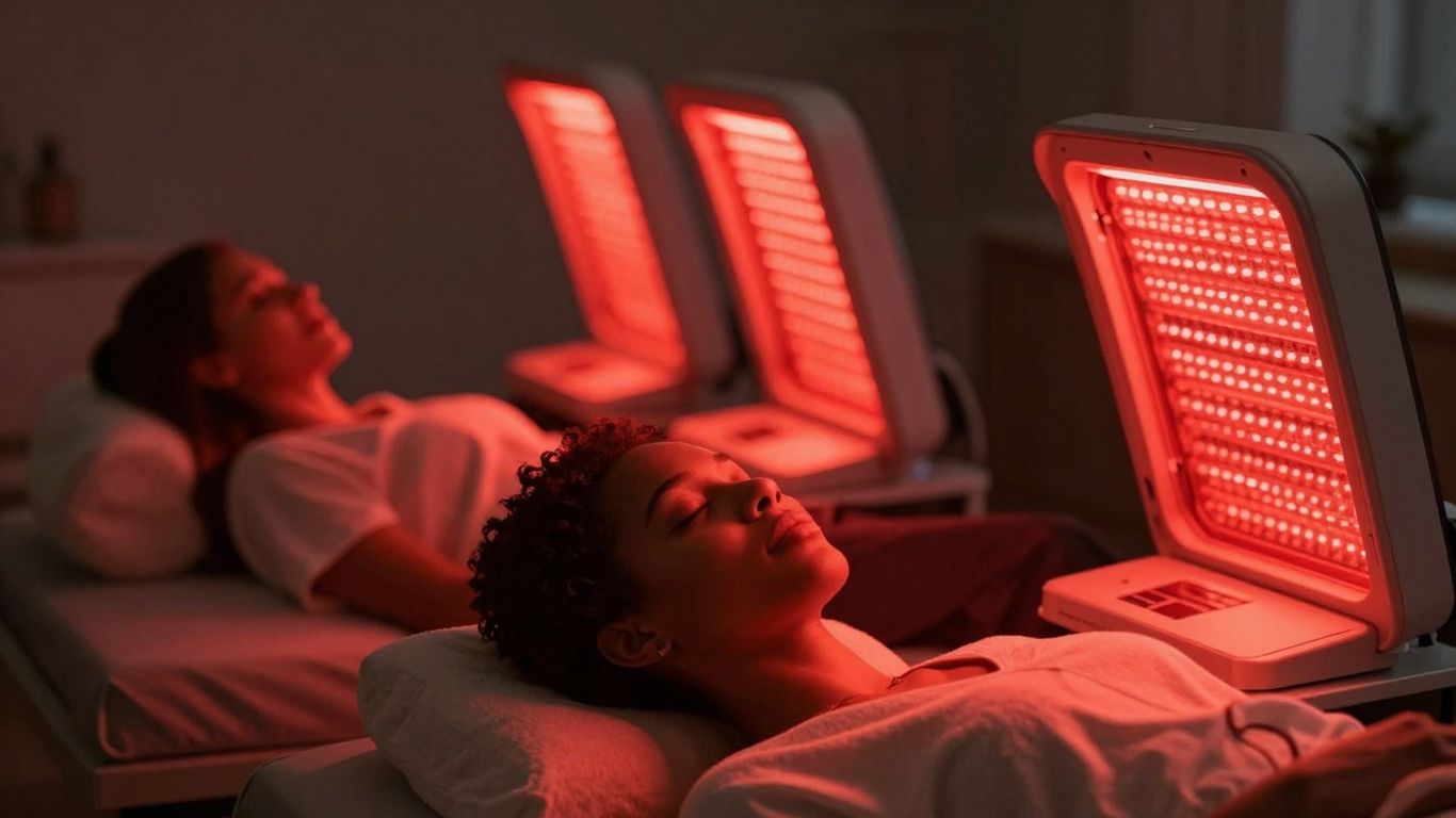 Red light therapy session in a wellness center.