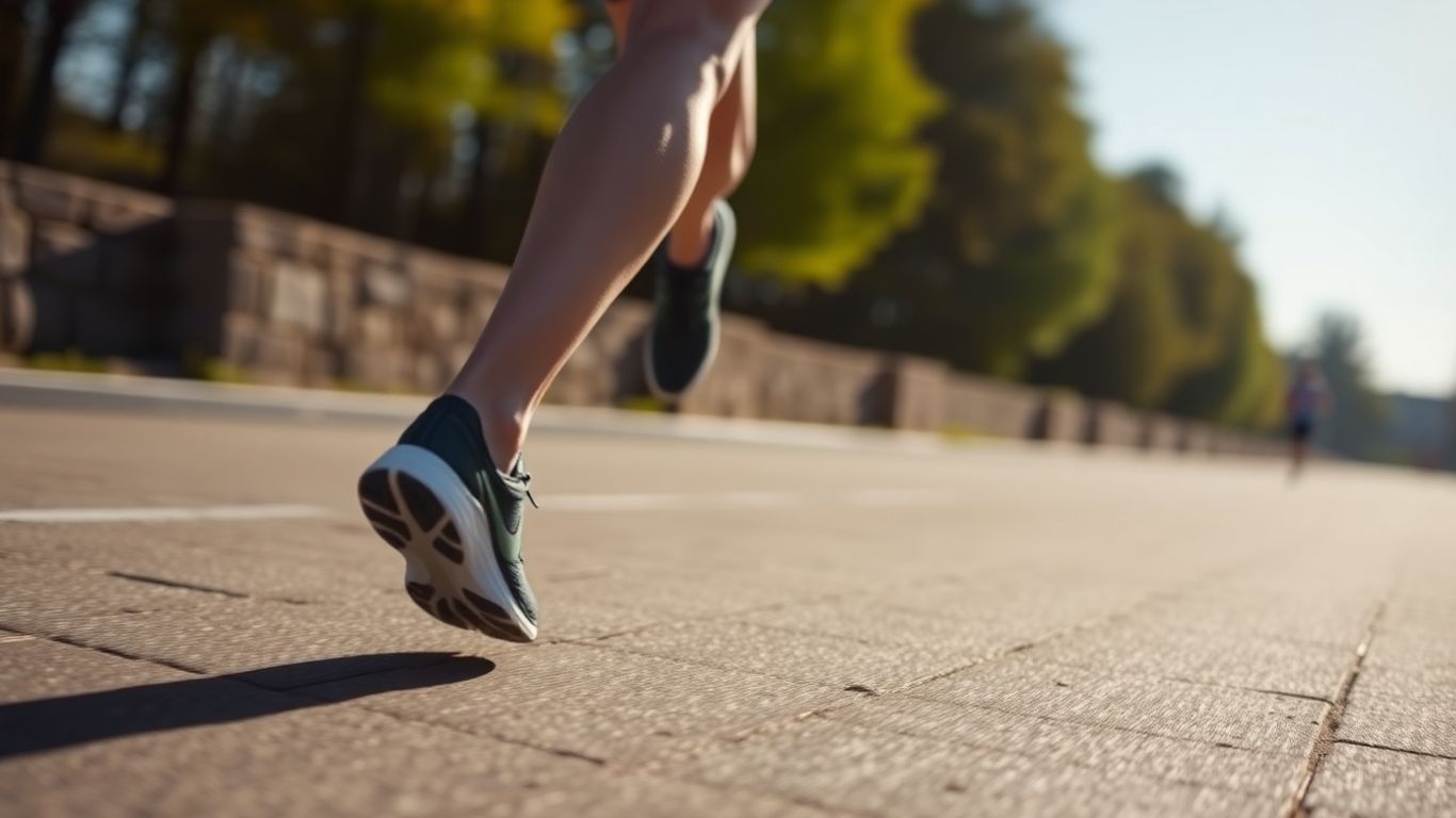 Runner's legs in motion during a half marathon.