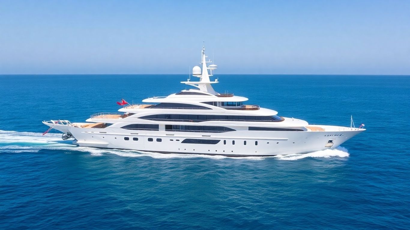 The opulent Kismet superyacht sailing on the ocean.