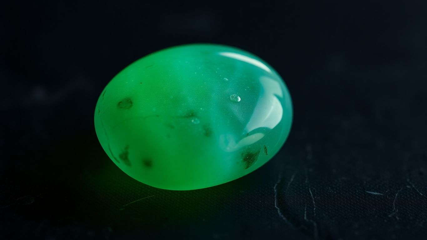 Polished green jade stone with soft glow