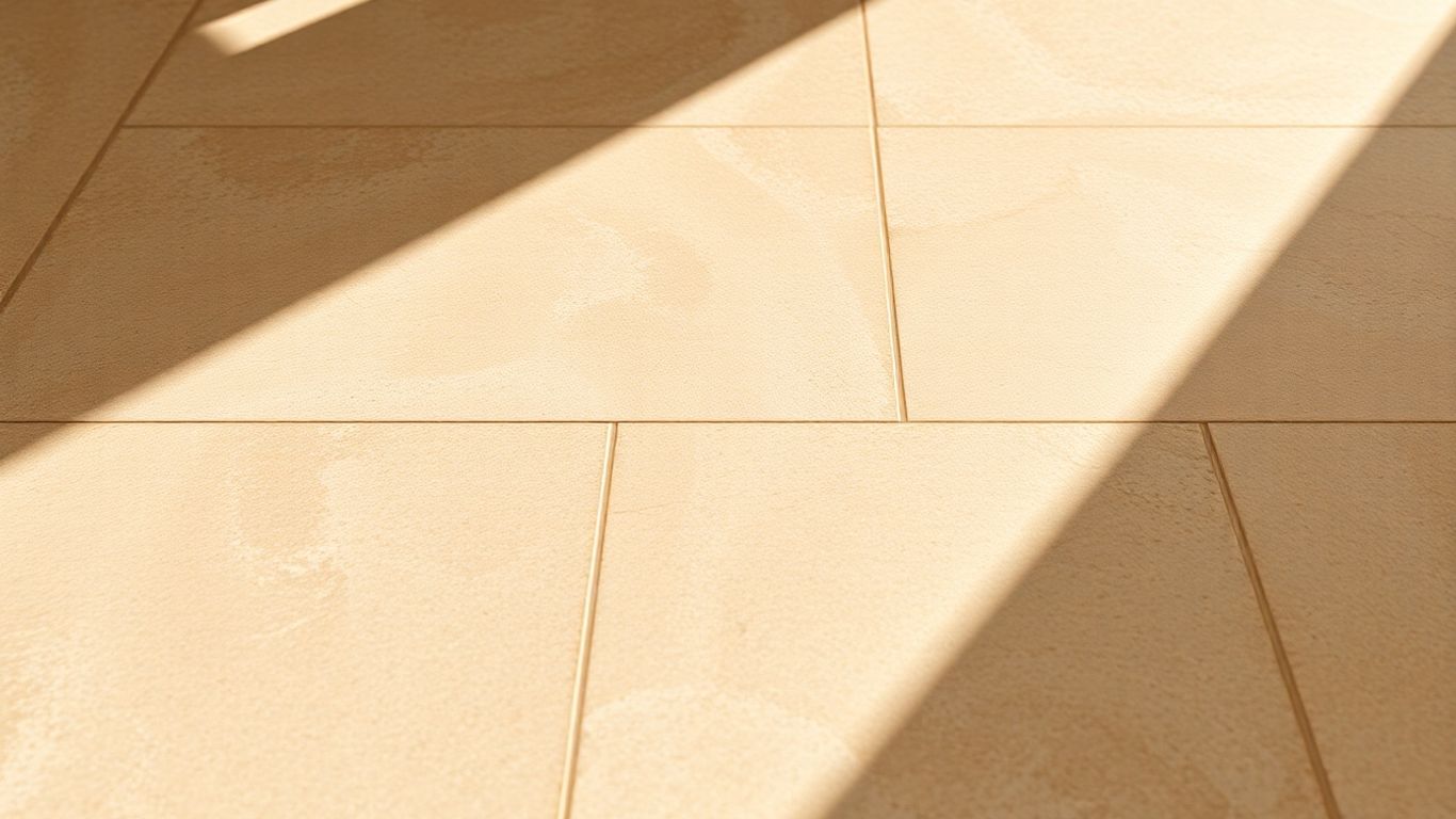 Porcelain tiles with a realistic travertine appearance.