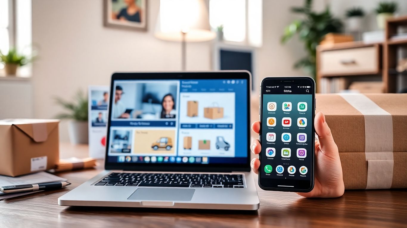 Antreprenor lucrând la laptop pentru dropshipping global