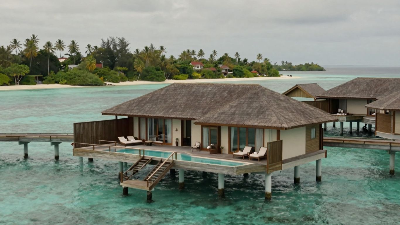 Sudamala Resort, Seraya overwater bungalows and turquoise waters.