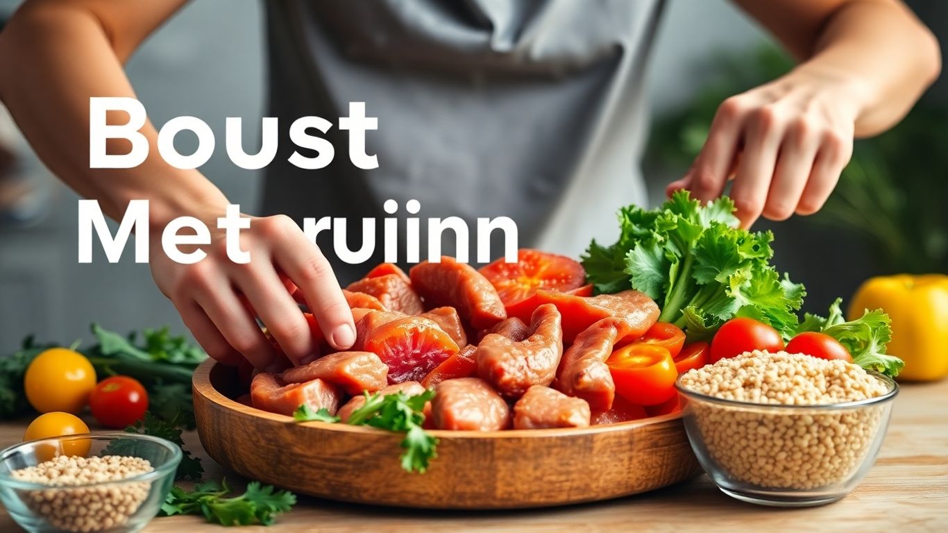 Person preparing a healthy, protein-rich meal with fresh ingredients.