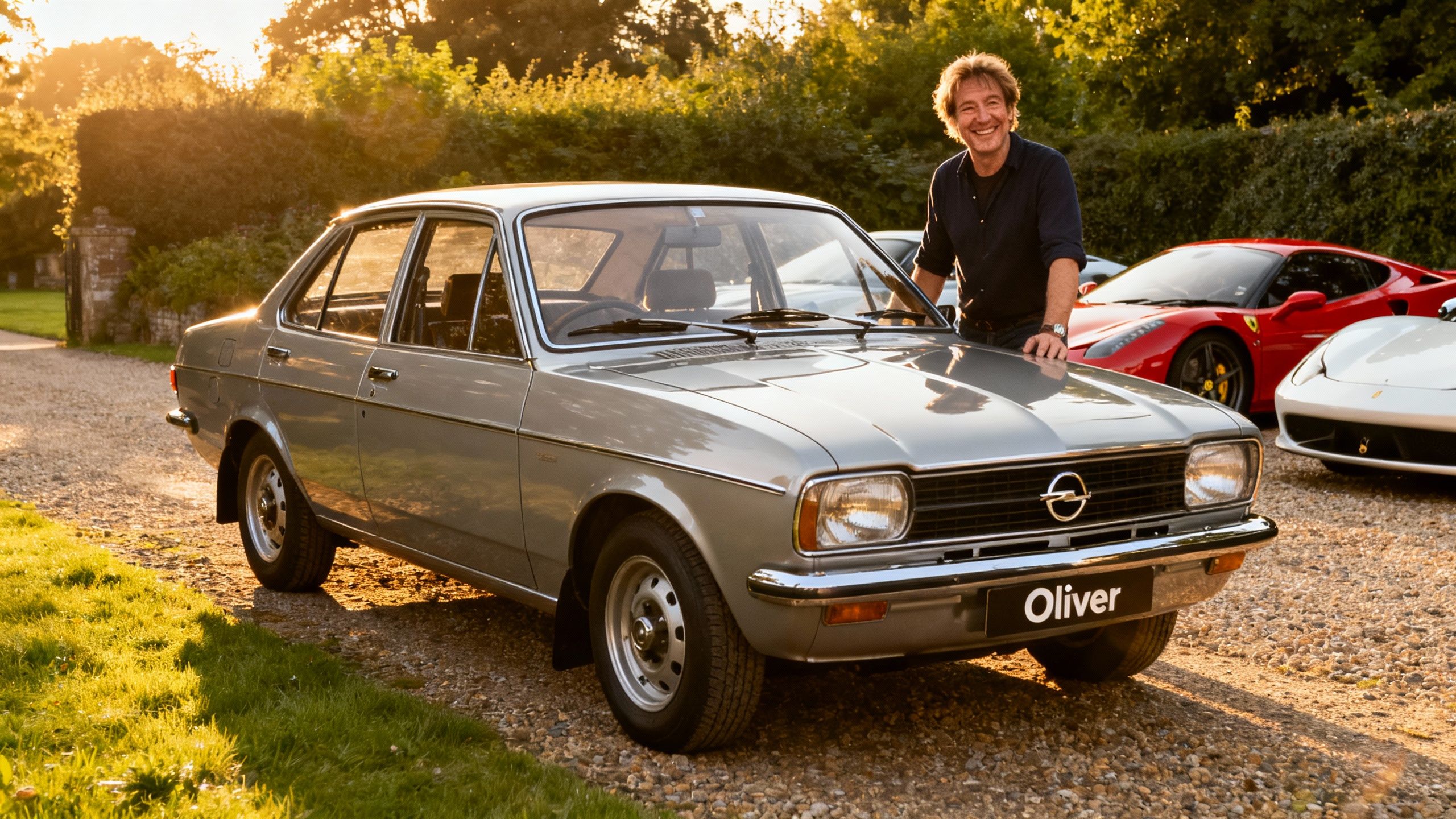 Richard Hammond with his favorite Opel Kadett, Oliver.