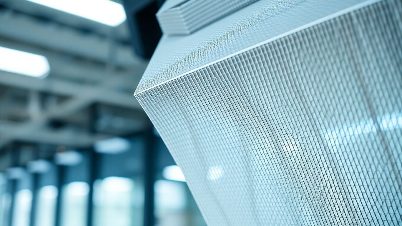 Modern HEPA filter in close-up in a bright interior.