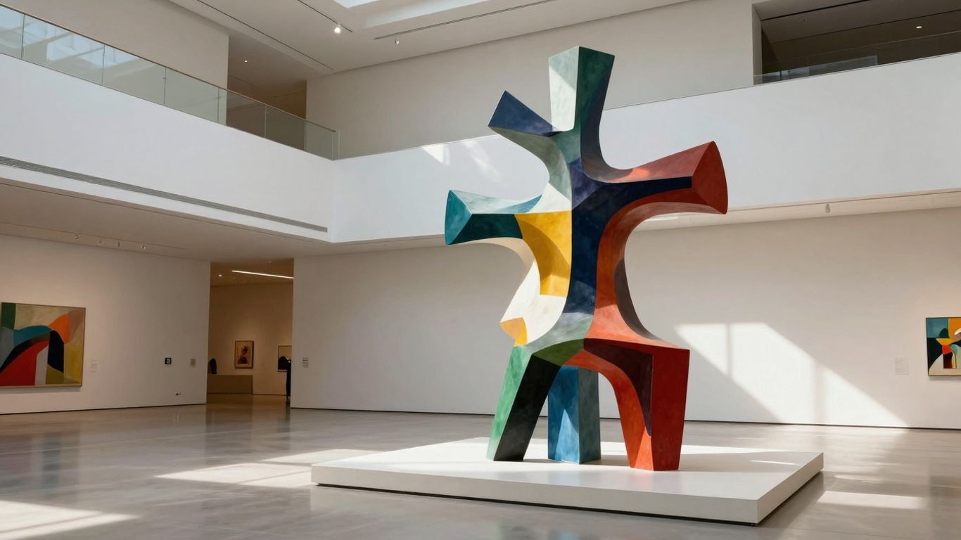 Muzeul de Artă Recentă cu sculptură abstractă colorată