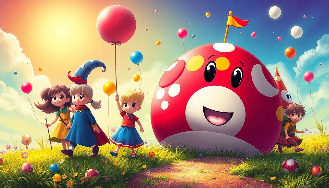 Capa com uma arte vibrante mostrando personagens de Once Upon a Katamari rodopiando em um mundo colorido
