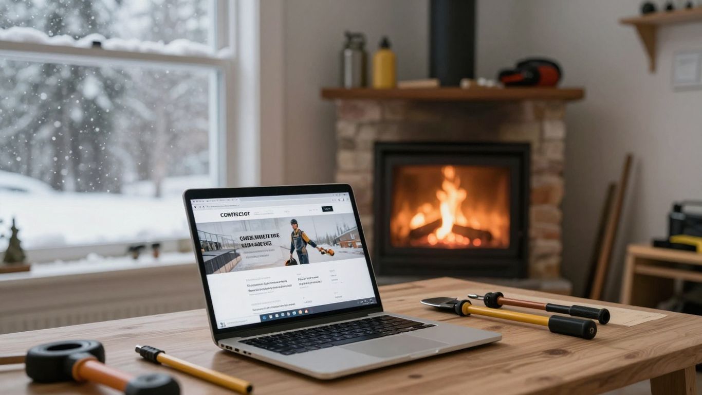 Contractor website marketing during winter promotions.