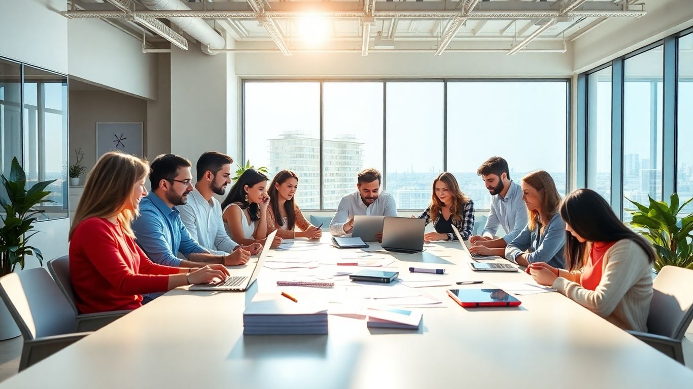 Equipo trabajando en estrategia digital para 2025.