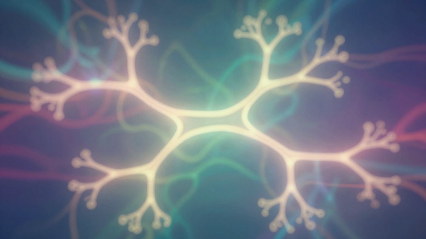 Abstract visualization of the endocannabinoid system's neural pathways.