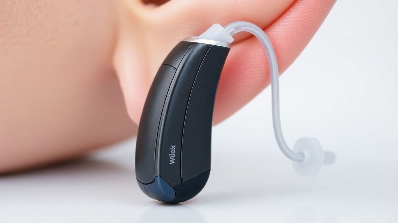 Modern Widex hearing aid detail