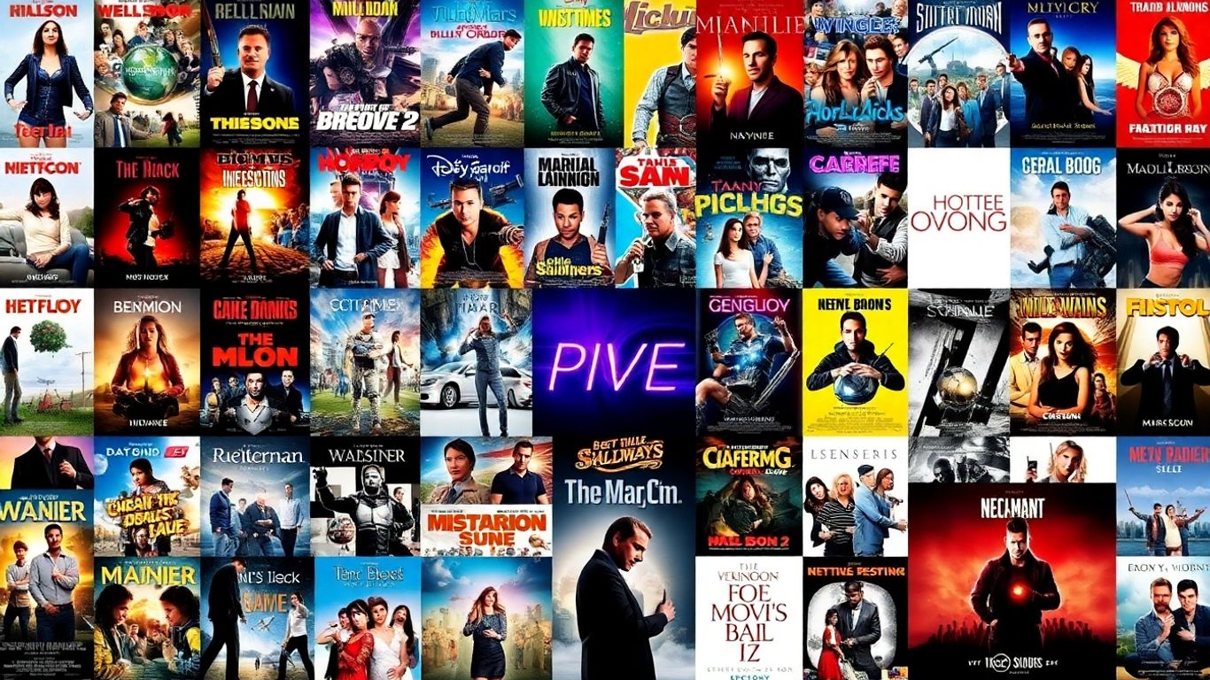 Catálogo da Netflix com pôsteres de filmes e séries.