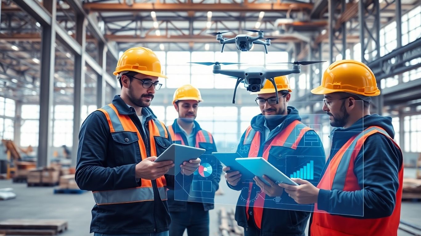 Constructorii folosesc tehnologie digitală pe șantier.