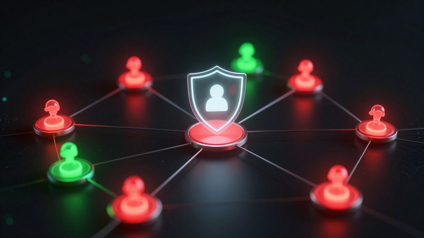 Interconnected network with secure and threatened nodes.