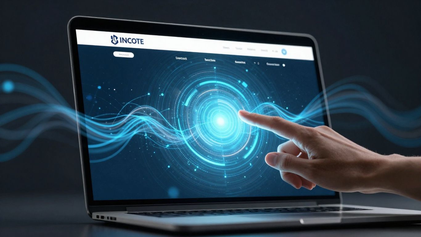 Modern website interface on a laptop screen.