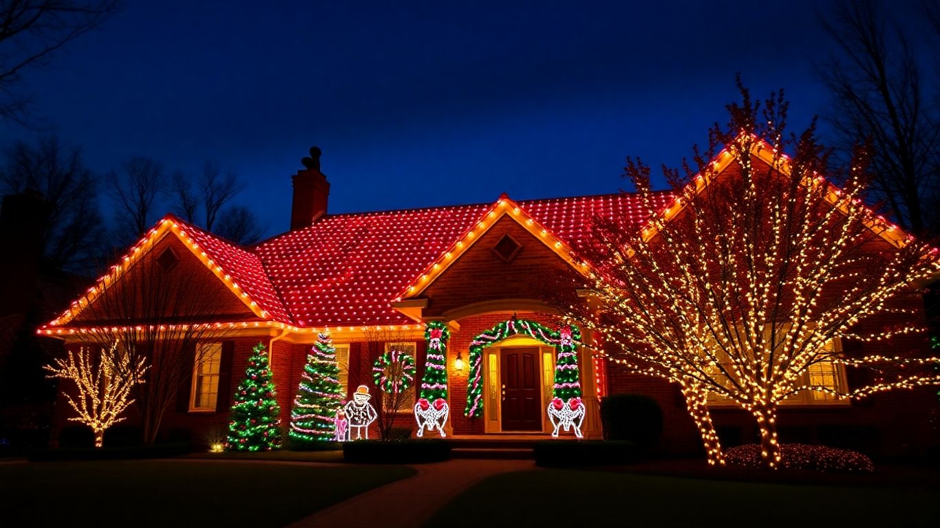 Kirkwood home with bright, professionally installed Christmas lights.