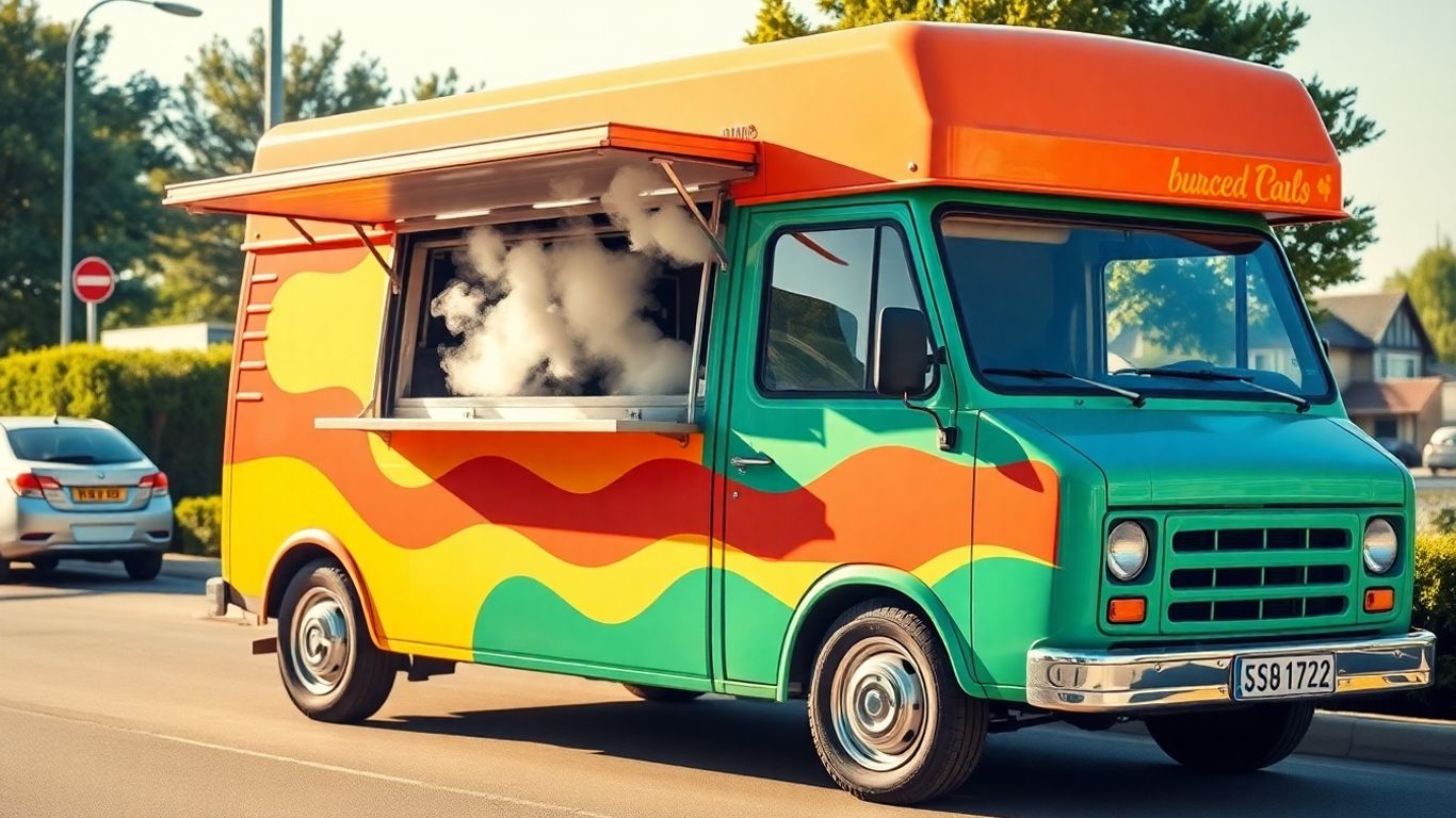 Burger van for sale on a UK street.