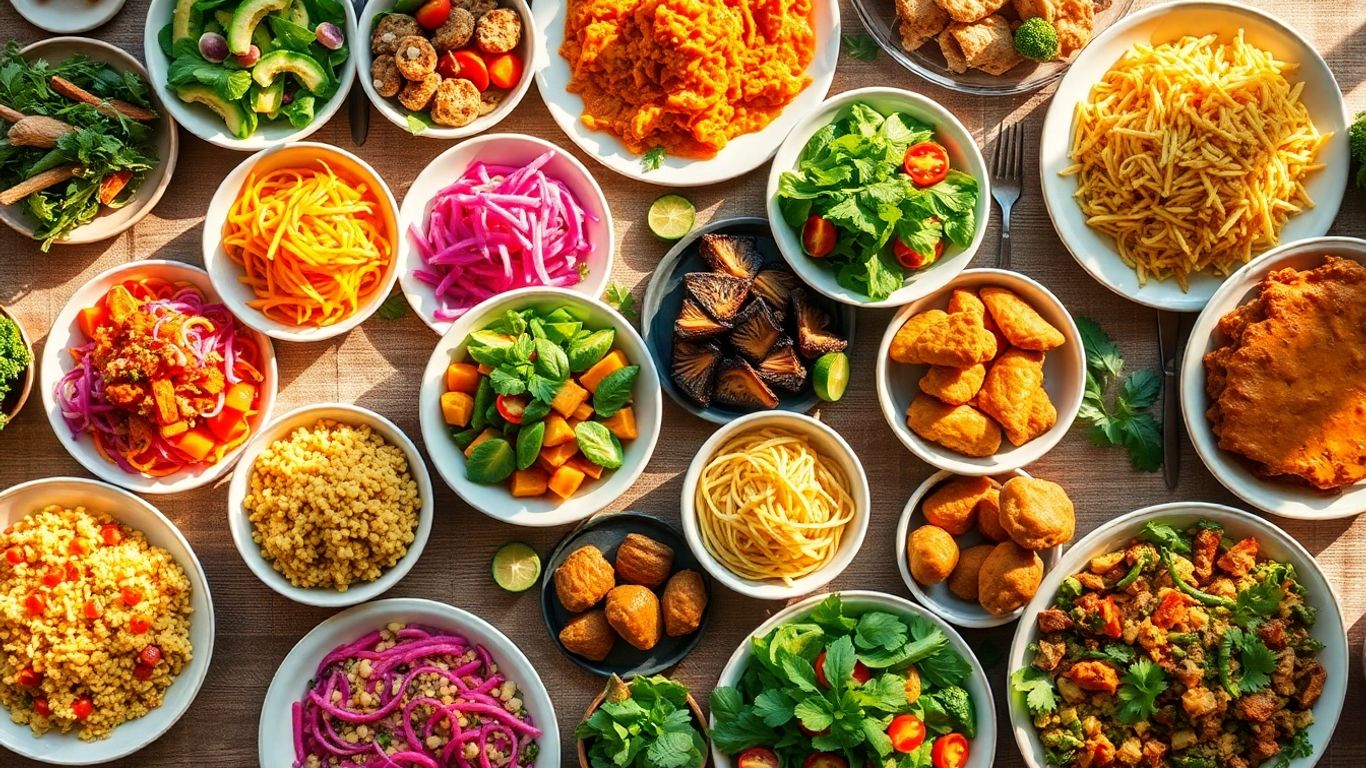 Diverse vegetarian dishes from around the world.