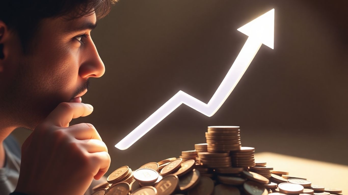 Financial growth arrow from coins