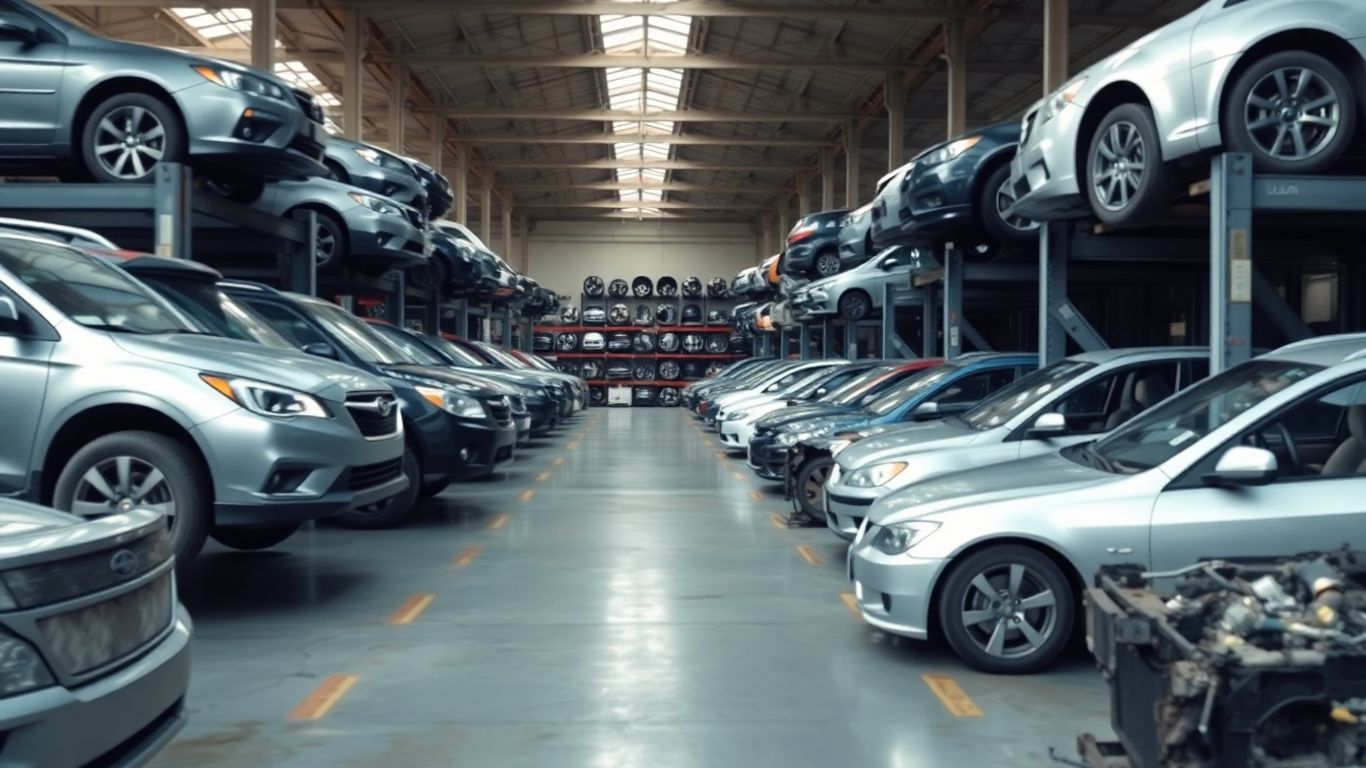 Subaru car parts at a wrecking yard