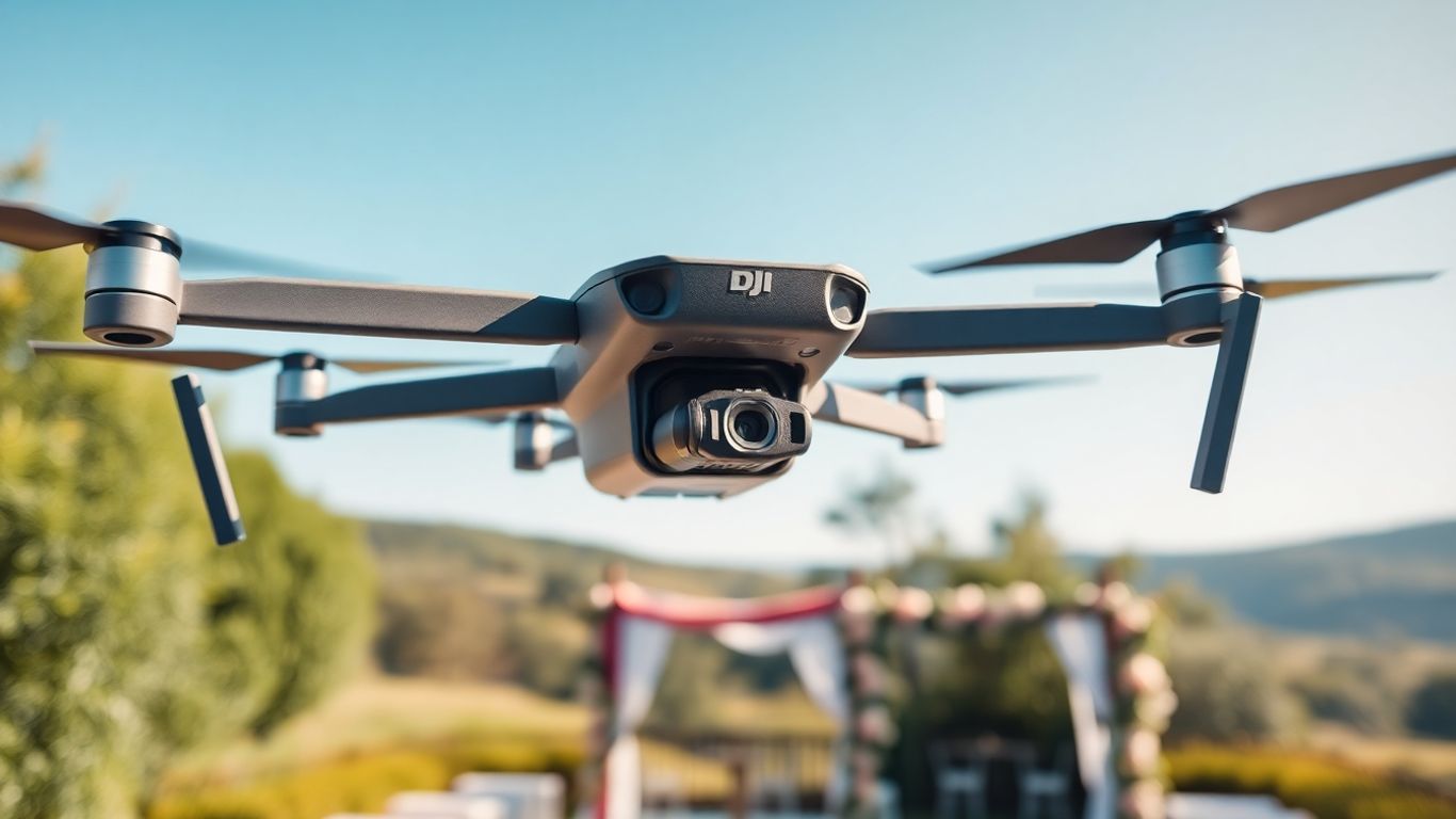 DJI Inspire 3 drone at a wedding venue.