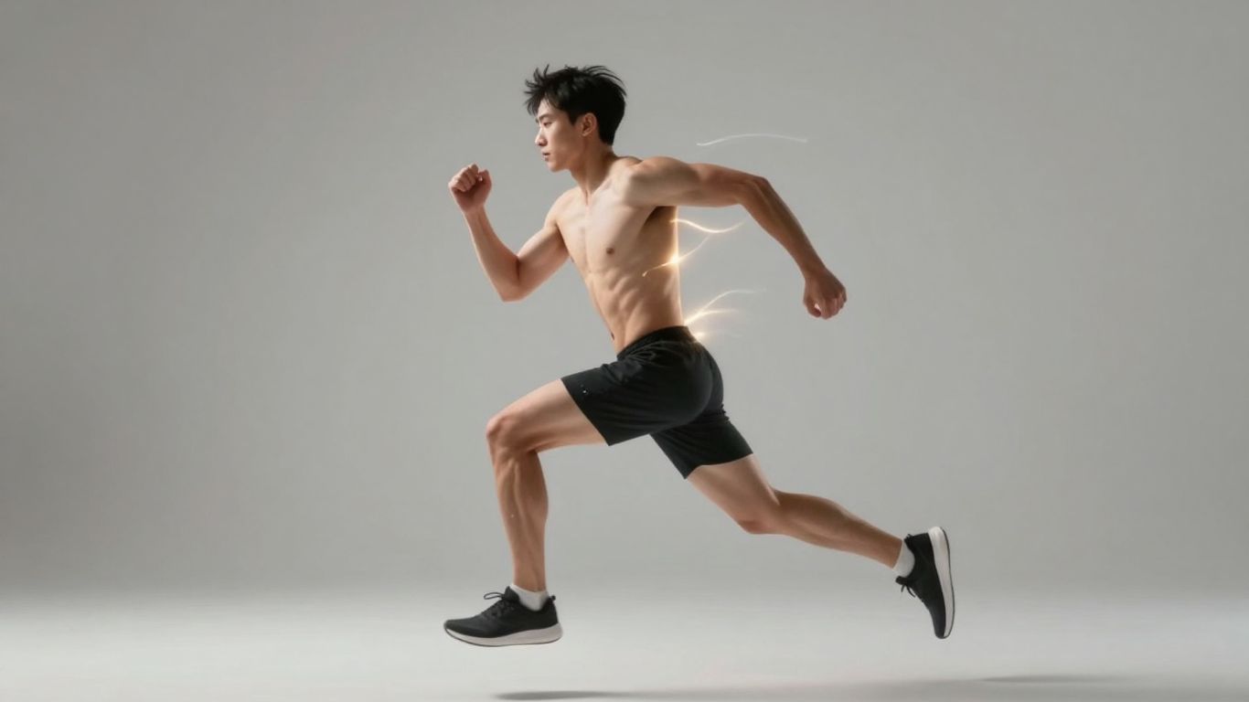 Athletic figure with energetic glow, illustrating peak physical performance.